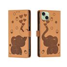 For iPhone 15 Plus Cartoon Elephant Embossed Leather Phone Case(Yellow) - 1