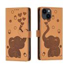 For iPhone 14 Plus Cartoon Elephant Embossed Leather Phone Case(Yellow) - 1