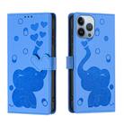 For iPhone 13 Pro Max Cartoon Elephant Embossed Leather Phone Case(Blue) - 1