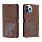 For iPhone 13 Pro Max Cartoon Elephant Embossed Leather Phone Case(Brown) - 1