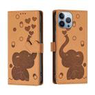 For iPhone 13 Pro Max Cartoon Elephant Embossed Leather Phone Case(Yellow) - 1