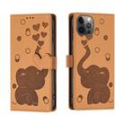 For iPhone 12 Pro Max Cartoon Elephant Embossed Leather Phone Case(Yellow) - 1