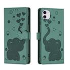 For iPhone 11 Cartoon Elephant Embossed Leather Phone Case(Green) - 1