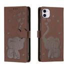 For iPhone 11 Cartoon Elephant Embossed Leather Phone Case(Brown) - 1