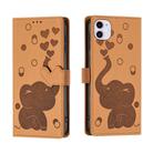 For iPhone 11 Cartoon Elephant Embossed Leather Phone Case(Yellow) - 1