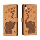 For iPhone XR Cartoon Elephant Embossed Leather Phone Case(Yellow) - 1