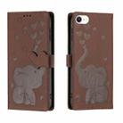 For iPhone SE 2022 / 2020 Cartoon Elephant Embossed Leather Phone Case(Brown) - 1
