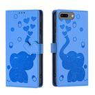 For iPhone 8 Plus / 7 Plus Cartoon Elephant Embossed Leather Phone Case(Blue) - 1