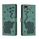 For iPhone 8 Plus / 7 Plus Cartoon Elephant Embossed Leather Phone Case(Green) - 1