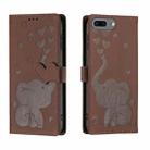 For iPhone 8 Plus / 7 Plus Cartoon Elephant Embossed Leather Phone Case(Brown) - 1