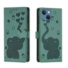 For iPhone 13 mini / 12 mini Cartoon Elephant Embossed Leather Phone Case(Green) - 1