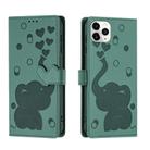 For iPhone 11 Pro Cartoon Elephant Embossed Leather Phone Case(Green) - 1