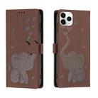 For iPhone 11 Pro Cartoon Elephant Embossed Leather Phone Case(Brown) - 1