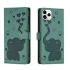For iPhone 11 Pro Max Cartoon Elephant Embossed Leather Phone Case(Green) - 1