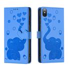 For iPhone X / XS Cartoon Elephant Embossed Leather Phone Case(Blue) - 1