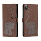 For iPhone X / XS Cartoon Elephant Embossed Leather Phone Case(Brown) - 1