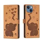 For iPhone 13 Cartoon Elephant Embossed Leather Phone Case(Yellow) - 1