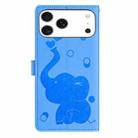 For iPhone 17 Pro Max Cartoon Elephant Embossed Leather Phone Case(Blue) - 3