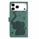 For iPhone 17 Pro Cartoon Elephant Embossed Leather Phone Case(Green) - 3