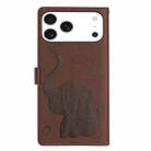 For iPhone 17 Pro Cartoon Elephant Embossed Leather Phone Case(Brown) - 3