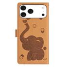 For iPhone 17 Pro Cartoon Elephant Embossed Leather Phone Case(Yellow) - 3
