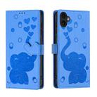 For iPhone 17 Cartoon Elephant Embossed Leather Phone Case(Blue) - 1