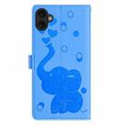 For iPhone 17 Cartoon Elephant Embossed Leather Phone Case(Blue) - 3