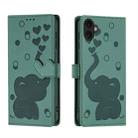 For iPhone 17 Cartoon Elephant Embossed Leather Phone Case(Green) - 1