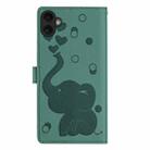 For iPhone 17 Cartoon Elephant Embossed Leather Phone Case(Green) - 3