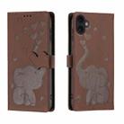 For iPhone 17 Cartoon Elephant Embossed Leather Phone Case(Brown) - 1