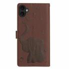 For iPhone 17 Cartoon Elephant Embossed Leather Phone Case(Brown) - 3