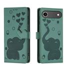For iPhone 17 Air Cartoon Elephant Embossed Leather Phone Case(Green) - 1
