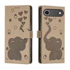 For iPhone 17 Air Cartoon Elephant Embossed Leather Phone Case(Khaki) - 1