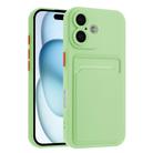 For iPhone 16 Skin Feel Card Contrast Color Button TPU Phone Case(Light Green) - 1