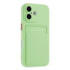 For iPhone 16 Skin Feel Card Contrast Color Button TPU Phone Case(Light Green) - 2