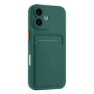 For iPhone 16 Skin Feel Card Contrast Color Button TPU Phone Case(Dark Green) - 2