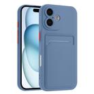 For iPhone 16 Skin Feel Card Contrast Color Button TPU Phone Case(Gray) - 1