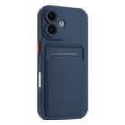 For iPhone 16 Skin Feel Card Contrast Color Button TPU Phone Case(Dark Blue) - 2