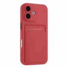 For iPhone 16 Skin Feel Card Contrast Color Button TPU Phone Case(Rose Red) - 2