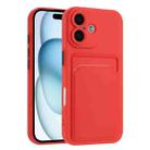 For iPhone 16 Skin Feel Card Contrast Color Button TPU Phone Case(Red) - 1