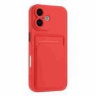 For iPhone 16 Skin Feel Card Contrast Color Button TPU Phone Case(Red) - 2