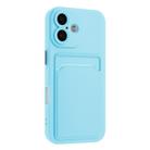 For iPhone 16 Skin Feel Card Contrast Color Button TPU Phone Case(Sky Blue) - 2