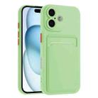 For iPhone 16 Plus Skin Feel Card Contrast Color Button TPU Phone Case(Light Green) - 1