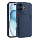 For iPhone 16 Plus Skin Feel Card Contrast Color Button TPU Phone Case(Dark Blue) - 1