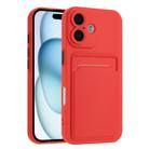 For iPhone 16 Plus Skin Feel Card Contrast Color Button TPU Phone Case(Red) - 1