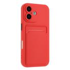 For iPhone 16 Plus Skin Feel Card Contrast Color Button TPU Phone Case(Red) - 2