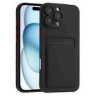 For iPhone 16 Pro Skin Feel Card Contrast Color Button TPU Phone Case(Black) - 1