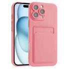 For iPhone 16 Pro Max Skin Feel Card Contrast Color Button TPU Phone Case(Pink) - 1