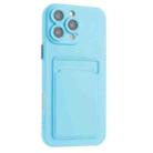 For iPhone 16 Pro Max Skin Feel Card Contrast Color Button TPU Phone Case(Sky Blue) - 2