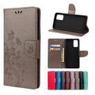 For Samsung Galaxy Note20 Butterfly Flower Embossing Horizontal Flip Leather Case with Holder & Card Slots & Wallet(Grey) - 1